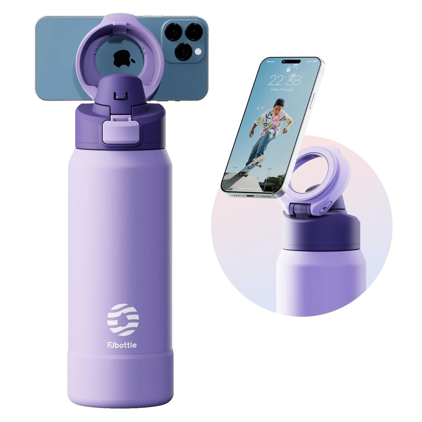 Water Bottle with Phone Holder